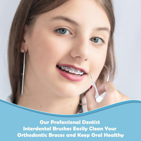 120 Pieces Braces Dental Brush Flosser for Cleaner Interdental Brushes Between Teeth with Soft Bristles 360° Bendable Toothpick Dental Tooth Floss...